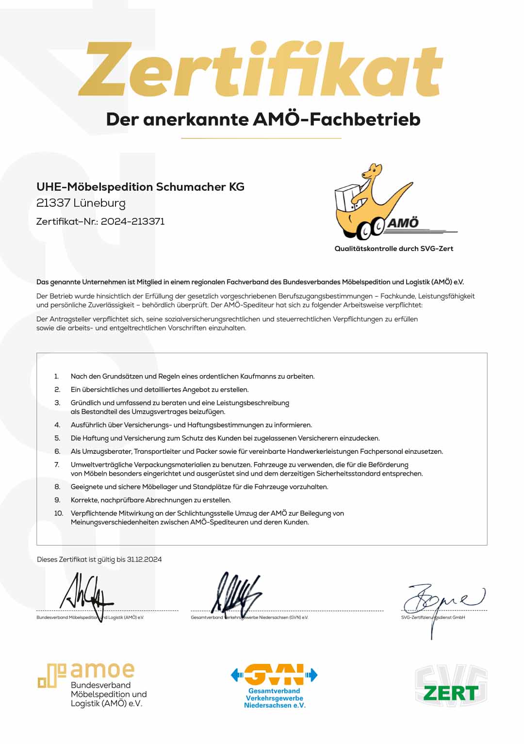 Zertifikat Lüneburg